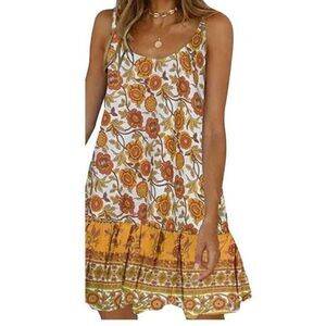 Qearal NWT women’s swing floral print scoop neck dress with pockets size/L